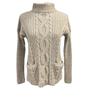 ABERCROMBIE & FITCH cable knit chunk women's oat Mock Neck Sweater SZ Small